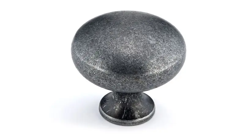 Richelieu Snap-On Germain Gatherion 1 1/4-inch (32 mm) Wrought Iron Practical Cabinet Mushroom Knob, BP770907