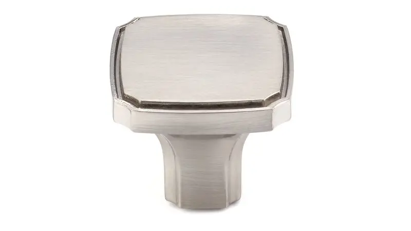 Richelieu Snap-On Lorraine Gatherion 1 3/8-inch (35 mm) Brushed Nickel Transitional Square Cabinet Knob, BP77035195