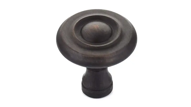 Richelieu Solid Boucherville Gatherion 1 1/4-inch (32 mm) Brushed Oil-Rubbed Bronze, Traditional Round Cabinet Knob, BP740...