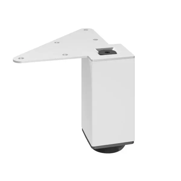Richelieu Standard (4-Pack) 4-inch (100 mm) Square Metal Furniture Leg Levelling Glide, Matte White Finish, 555100300