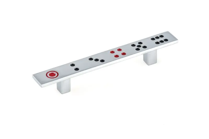 Richelieu Strong Vegas Gatherion 3 3/4-inch (96 mm) Center-to-Center Chromium and Dice Pattern Eclectic Cabinet Pull, BP79...