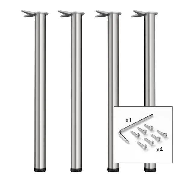 Richelieu Superior (4-Pack) 34 1/4-inch (870 mm) Round Metal High Table Leg Levelling Glide, Brushed Polished Chrome Finis...