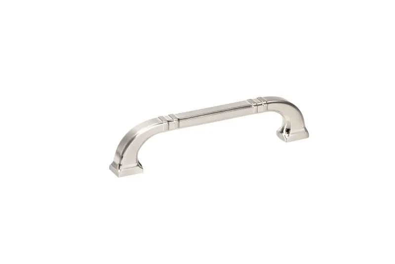 Richelieu Textured 5 1/16-inch (128 mm) Brushed Nickel-Plated Transitional Curved Cabinet Pull, BP8650128195
