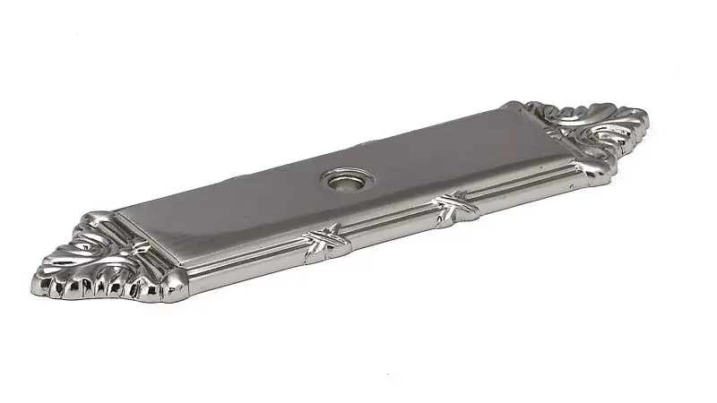 Richelieu Thick Châteauguay 4 3/16-inch (106 mm) x 1 1/16-inch (27 mm) Brushed Nickel, Traditional Rectangular Backplate ...