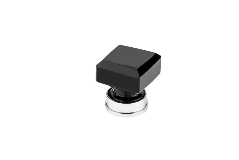 Richelieu Toledo Gatherion 1 5/16-inch (33 mm) Onyx and Triple Chrome Eclectic Square Cabinet Knob, BP6878333390
