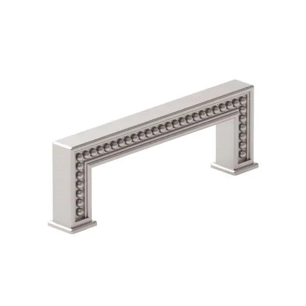 Richelieu Torcello Gatherion 3 3/4-inch (96 mm) Beaded Textured Finish Nickel-Plated Transitional Rectangular Cabinet Pull...