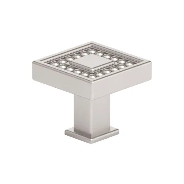 Richelieu Torcello Gatherion 1 5/16-inch (33 mm) Beaded Brushed Electroless Nickel Transitional Square Cabinet Knob, BP879...