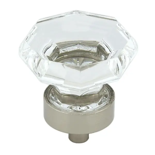 Richelieu Updated Montreuil Gatherion 1 3/8-inch (35 mm) Crystal and Brushed Nickel Eclectic Octagonal Cabinet Knob, BP100...