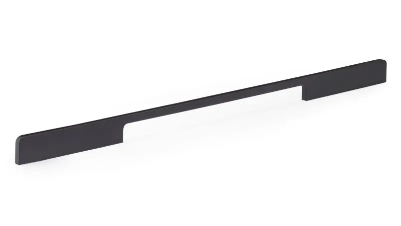 Richelieu Weatherproof 12 5/8-inch (320 mm) to 21 3/8-inch (544 mm) Matte Black Modern Curved Cabinet Pull, BP730320900