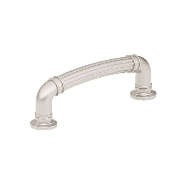 Richelieu Weatherproof Casoria Gatherion 3 3/4-inch (96 mm) Fluted Brushed Nickel, Traditional Round Cabinet Pull, BP88189...