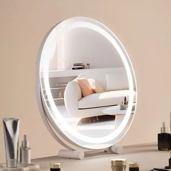VEVOR 20" Vanity Mirror Lights LED Makeup Round Intelligent Touch Bedroom, TMHZJJSYXDD56H07SV1