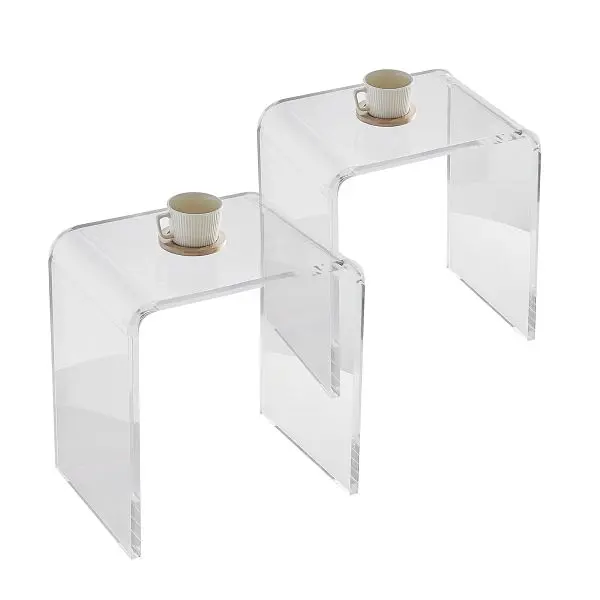 VEVOR Acrylic End Table, C-Influenced Lucite Side Tables, 2 Pcs, YKLBZXTMSLGZUJFPMV0