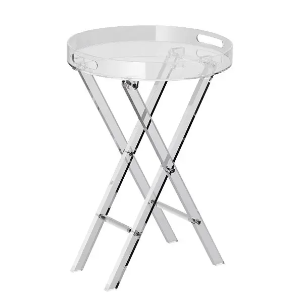 VEVOR Acrylic Folding Tray Table, Acrylic End Table Folding X Leg, Clear Acrylic Side Table Coffee, YKLBZXTMSDGZXFK70V0