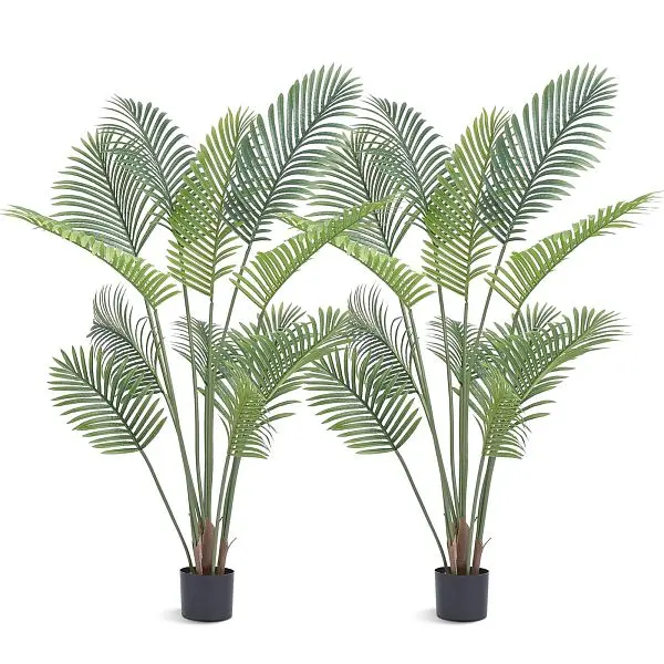 VEVOR Artificial Palm Tree, 5 FT Tall Faux Plant, 2 Pcs, RZRDZW5FT2BLZBCF0V0