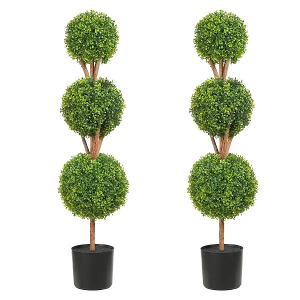 VEVOR Artificial Topiaries Boxwood Trees, 48 inch Tall (2 Individual), HYMRGXJS48YCU0SG8V0