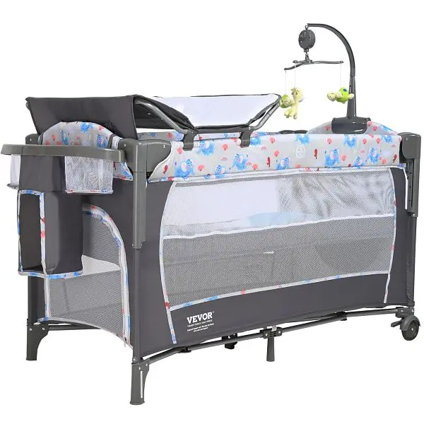 VEVOR Baby Bassinet, 12-Level Height Adjustable Easy to Fold Travel-friendly Baby Bassinet Bedside Sleeper Storage Binquir...