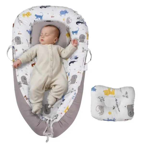 VEVOR Baby Lounger Infant Nest Lounger 100% Cotton Co Sleeper Headrest, BWSYEWBWSYEWUYUA0V0