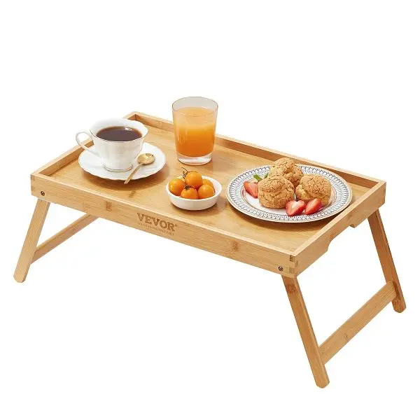VEVOR Bed Tray Table Foldable Legs, Bamboo Breakfast Tray, 19.7" x 11.8", ZCTP1JT1981134DJ6V0