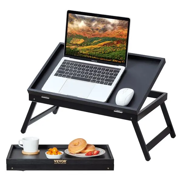VEVOR Bed Tray Table Foldable Legs, Bamboo Breakfast Tray, 20"x12.2", ZCTP1JT19712MENEYV0