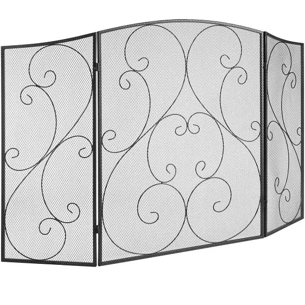 VEVOR Efficient Fireplace Screen 3 Panel, Robust Iron Mesh Fireplace Screen, BLMHSFG4555I9GTXEV0