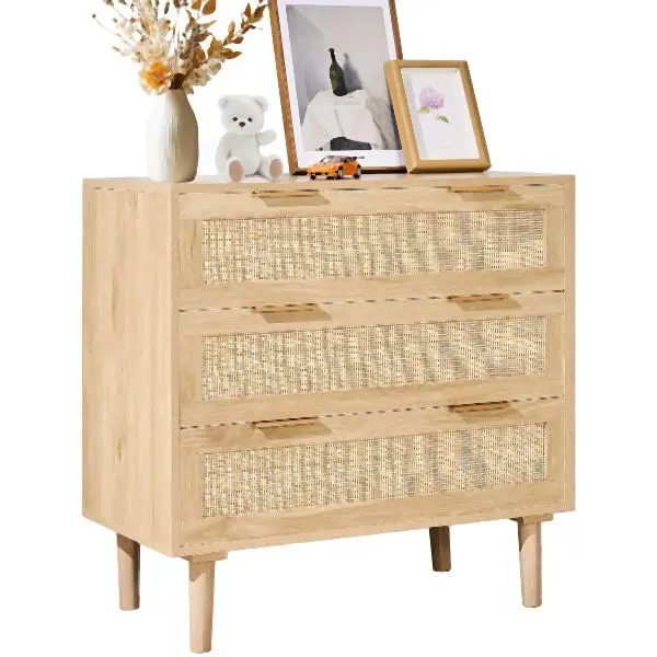 VEVOR Fast Rattan Drawer Dresser Unfinished Rattan Closet Dresser 3 Drawers bedroom, TBCTJ3CYMSBDW8528V0