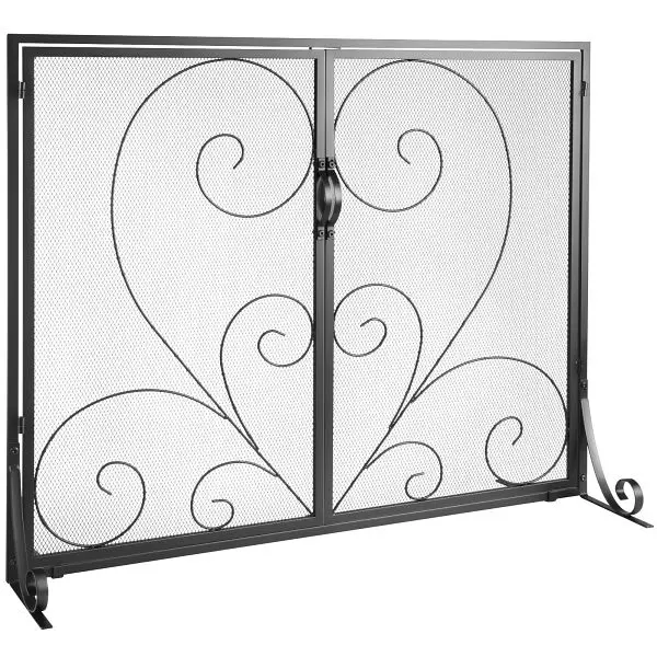 VEVOR Fireplace Screen 1 Panel Door, Robust Wrought Iron Mesh Fireplace Screen, Vintage, BLMHSFG3545I88ME6V0