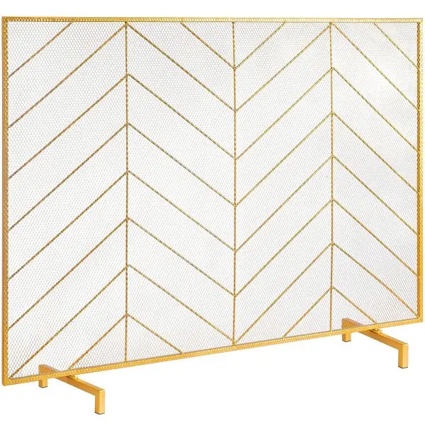 VEVOR Fireplace Screen Single Panel, Robust Malleable Iron Mesh Fireplace Screen, 38.6" x29.8", BLMJSJY3545IAWNY0V0