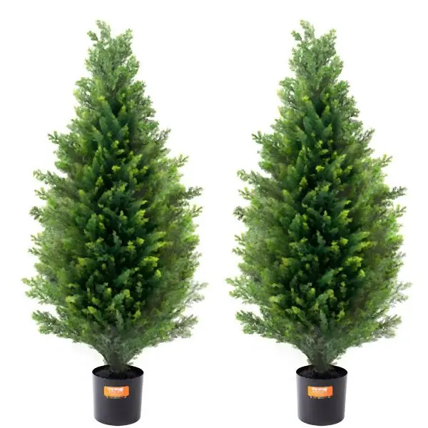 VEVOR Glow 2 Pack 3' Artificial Cedar Topiary Tree Faux Plant UV Decor /Outdoor, XSRGXJS36YCAQ7I5UV0