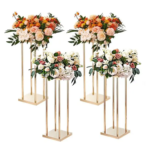 VEVOR Gold Metal Column Wedding Flower Stand, 31.5inch High Metal Laminate, 4 Pieces, HLHJLFTZTCBJH0ERRV0