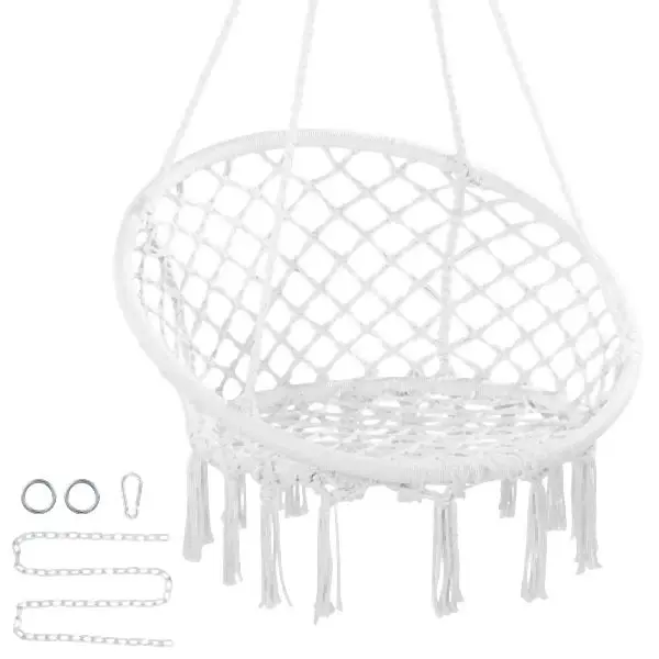 VEVOR Hammock Hanging Swinging Chair Macramé Hanging Chair Indoor & Outdoor, XGSDYSYQYXKZP5SUWV0