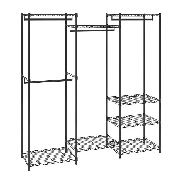 VEVOR Heavy Duty Clothes Rack, Coiling Clothing Garment Rack 4 Hang Rods & 8 Storage Tiers, FZKCYJ6878348I8KKV0