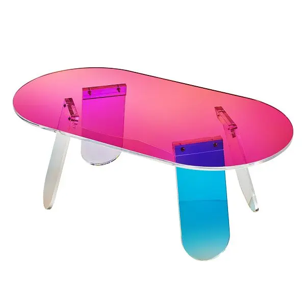VEVOR High-Quality Acrylic Coffee Table, Iridescent Acrylic End Table, 13.8 inch high Colorful Acrylic Side Table, YKLKFZT...