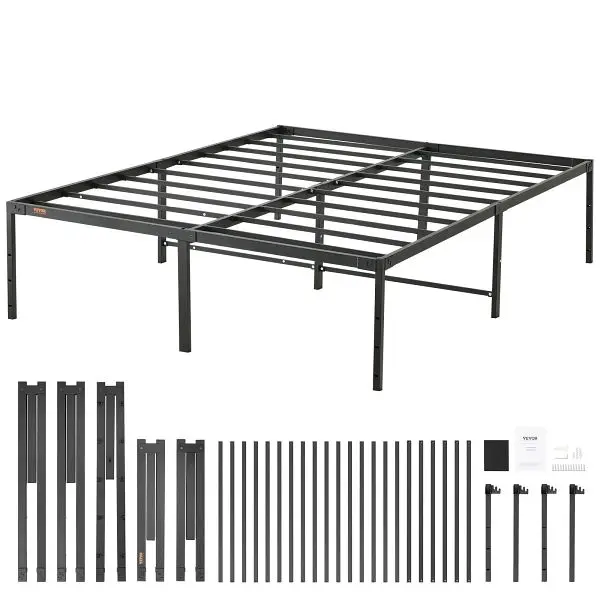 VEVOR 18 Inch Queen Metal Bed Frame Platform, No Box Spring Needed, PTCJ18YCQUEEMI3CHV0