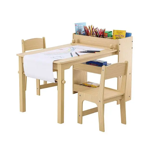 VEVOR Kids Art Table and 2 Chairs, 2--1 Toddler Craft and Play Activity Table, DCWETZYYZEYYCNIMZV0