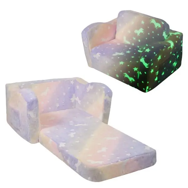 VEVOR Kids Couch, 2--1 Toddler Chairs Comfy, Toddler Couch Sofa Bed Fold Out, Rainbow, ETSF6354652I4U5Y8V0