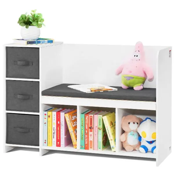 VEVOR Kids Reading Nook Bench, Toddler Bookshelf and Bookcase Detachable Seat Cushion, CGKETCWDZJBCNS6NYV0