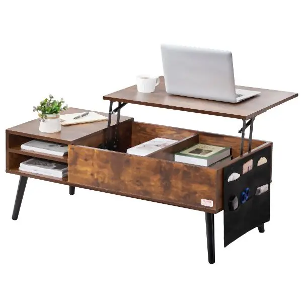 VEVOR Lift Up Coffee Table, 39.4 Rectangle Coffee Table Storage Drawers, Brown, KFZZFX394INCN8GJ4V0