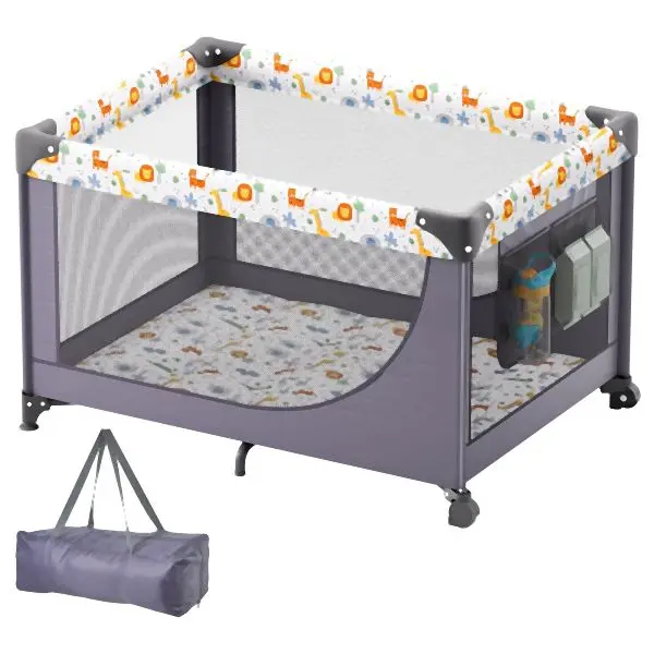 VEVOR Modular Baby Playpen Quick-Folding Travel-friendly Baby Toddler Fence Play Yard & Wheels, BXSYXC4028INSRLSZV0