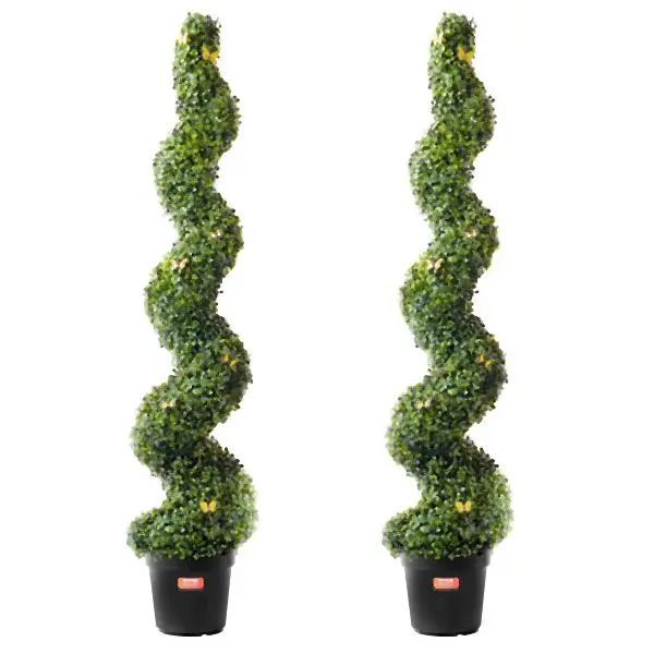 VEVOR 2 Pack 5' Artificial Boxwood Topiary Tree Faux Plant UV Decor /Outdoor, HYMRGXJS60YCC0X1LV0