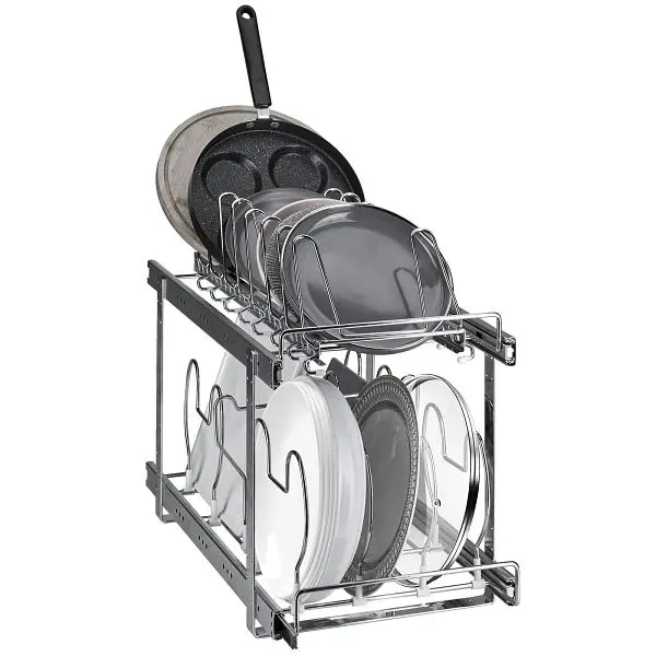 VEVOR Pan and Pot Rack, 2-Tier Expandable Pull Out Under Cabinet Arranger, DCCHGCJGJYC124TNNV0