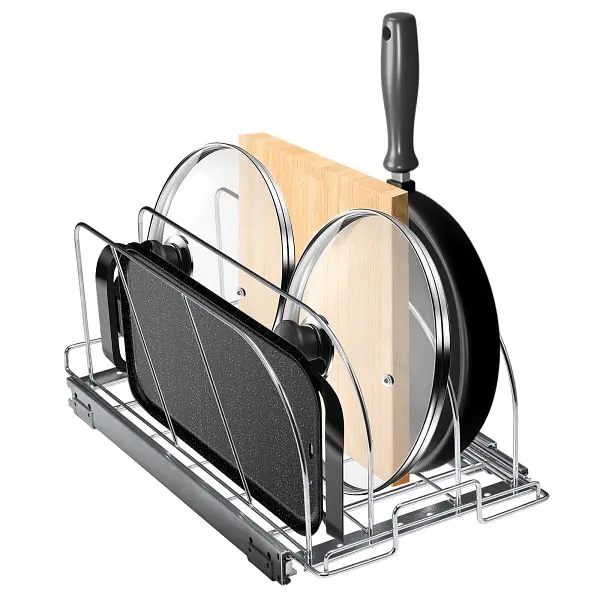 VEVOR Pan and Pot Rack, Expandable Pull Out Under Cabinet Arranger, 12.5"W, DCHGCJGJYC12YBDIVV0