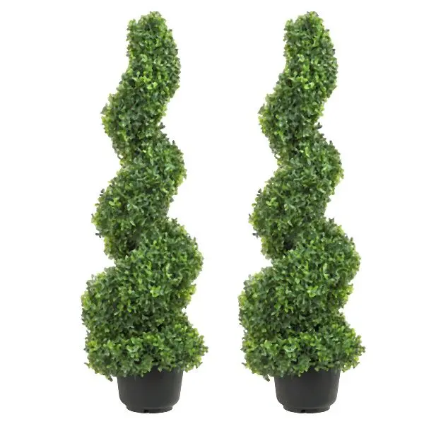 VEVOR 2 Pieces Artificial Boxwood Tower Topiary Spiral Artificial Plant, 122cm high Decorative Plant, HYMRGXJS48YCSVDL7V0