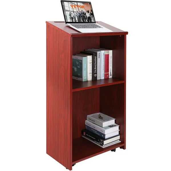 VEVOR Rapid Podium Stand, 47 Hostess Stand 4 Rolling Wheels, Beige, CTSJTZSYMDF47U54AV0