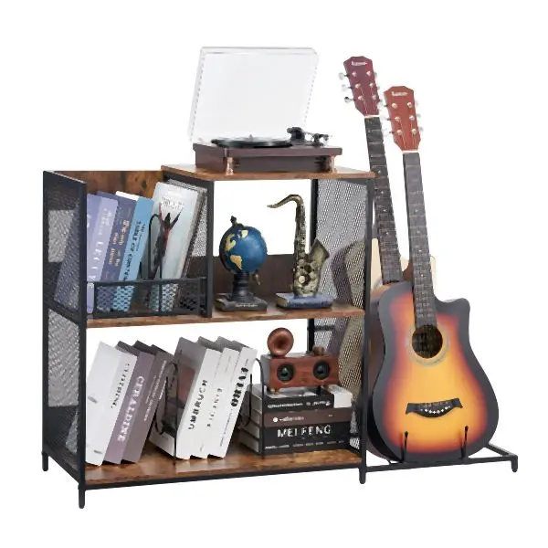 VEVOR Record Player Stand 3-Tier Metal Turntable Stand Guitar Store Midnight Black, DCJJTMSC300Z9HOHUV0
