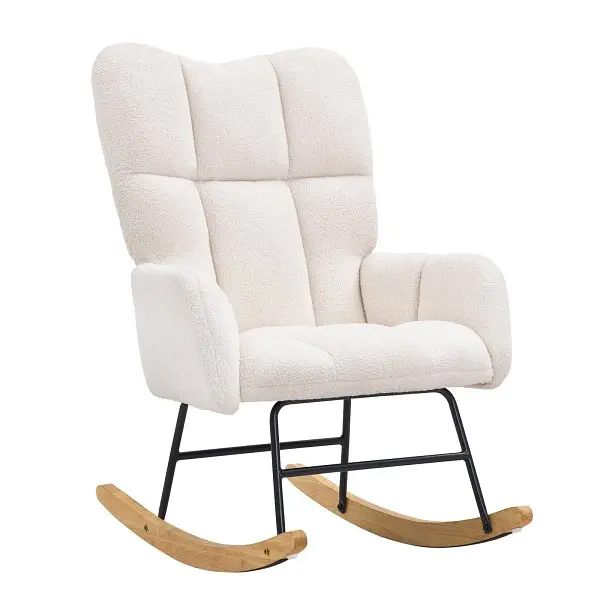 VEVOR Rocking Chair Nursery, Glider Rocking Chair Soft Seat & High Backrest, 250 lbs Weight Dome Capacity Teddy Fabric...