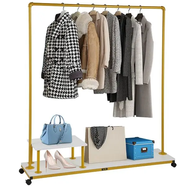 VEVOR Shielded Clothing Garment Rack Bottom & Side Shelf, 59.1"x14.2"x63.0", ZSJJSGWZBDDWCK6EAV0