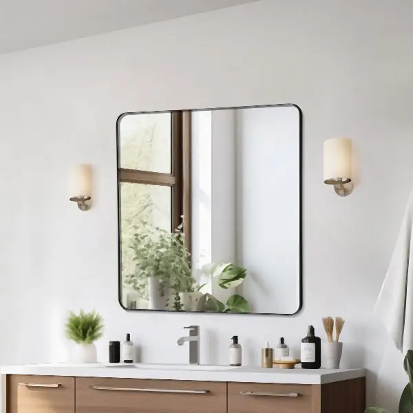 VEVOR Square Wall Mounted Mirror 36" x 36" Mirror Aluminium Alloy Frame, JXJ3636INCHBV1MKQV0