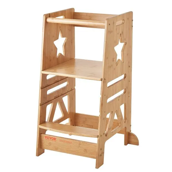 VEVOR Tower Step Stool, 3-Level Height Adjustable Tower Kids, Natural, ETKDJBHDZZTX2MZITV0