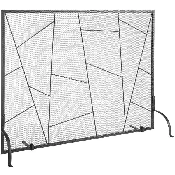 VEVOR Universal Fireplace Screen Single Panel, Robust Cast Iron Mesh Fireplace Screen, 35.6" x28.4", BLMHSJY3545...