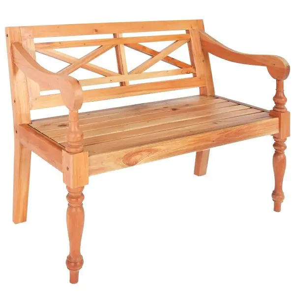 vidaXL Batavia Bench 38.6" Solid Mahogany Wood Light Brown, 246967